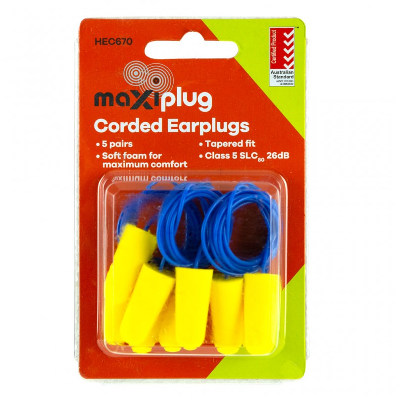 CORDED EARPLUGS  BLISTER OF 5 PAIRS