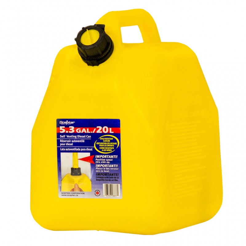SCEPTER DIESEL FUEL CAN SQUAT  YELLOW 20L