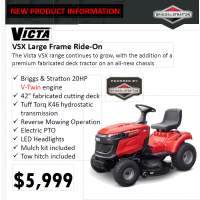 Victa VSX 42", Large Frame Garden Tractor