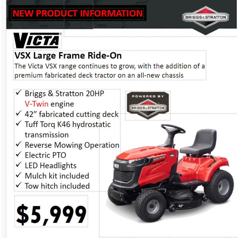 Victa VSX 42", Large Frame Garden Tractor